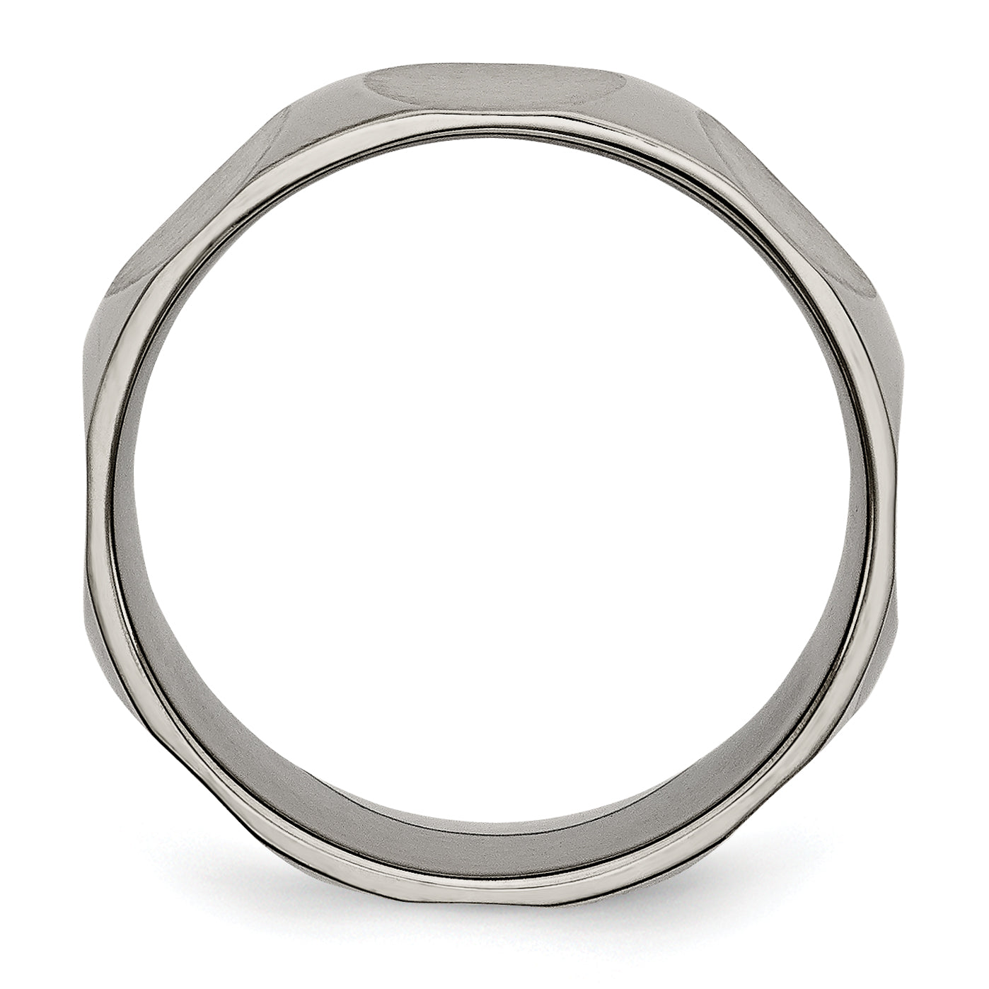 Faceted Wedding Band in Titanium, 8mm Satin Finish