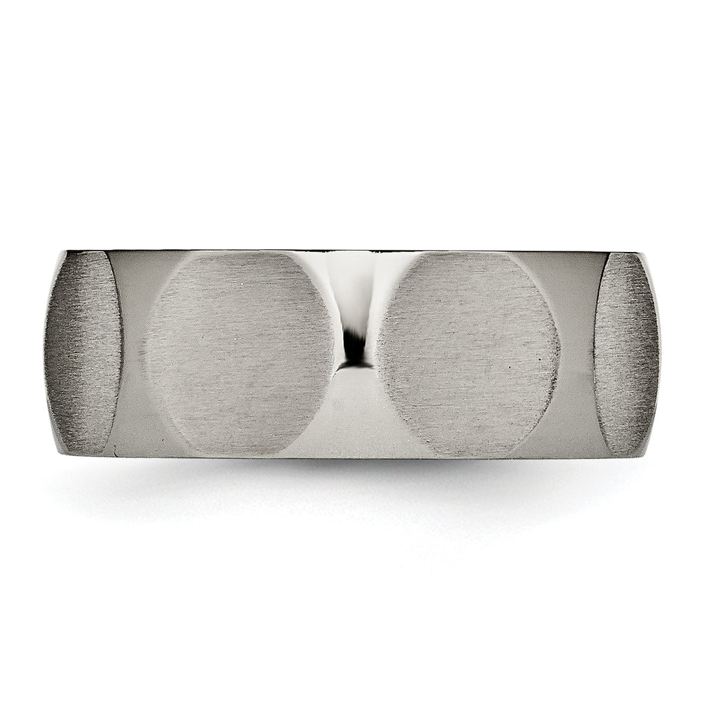 Faceted Wedding Band in Titanium, 8mm Satin Finish