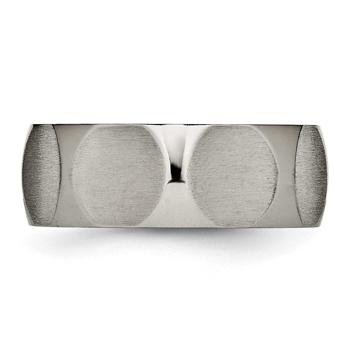 Faceted Wedding Band in Titanium, 8mm Satin Finish