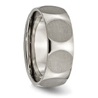 Faceted Wedding Band in Titanium, 8mm Satin Finish