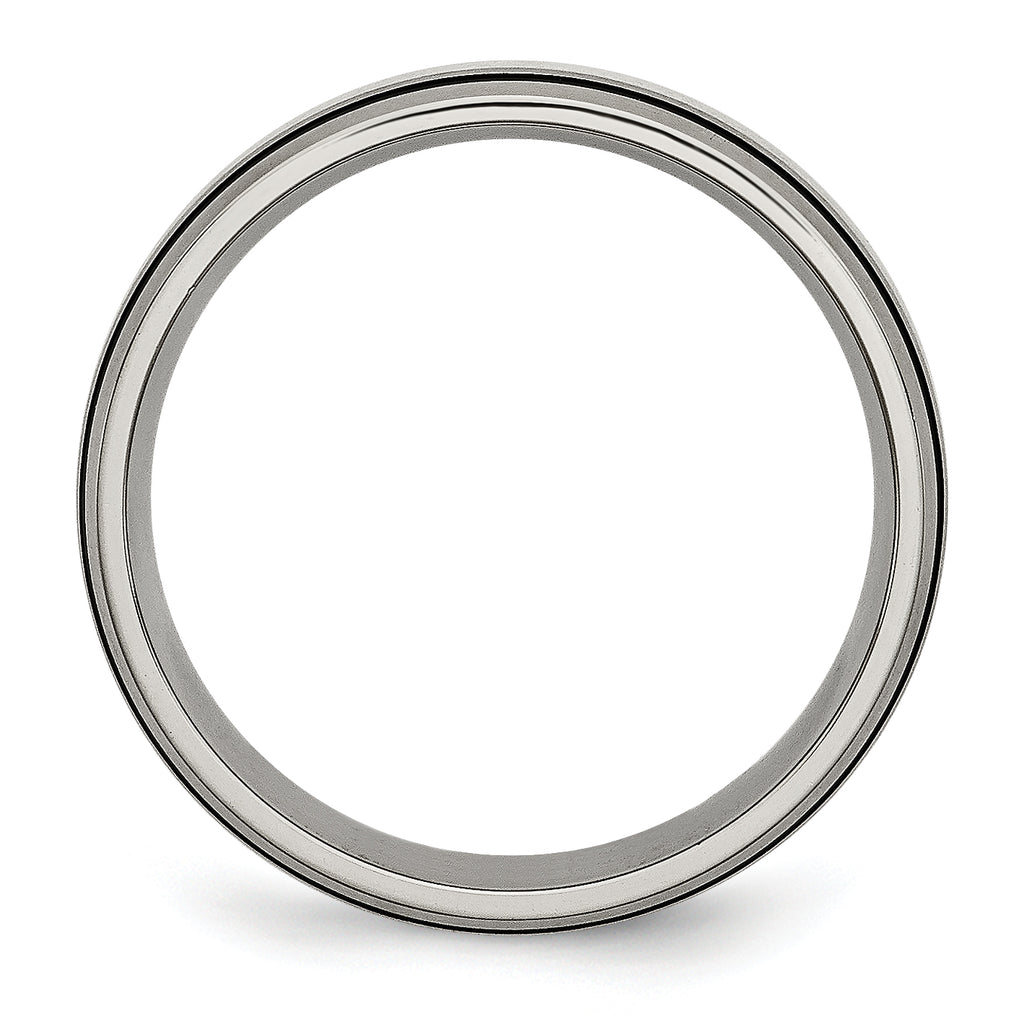 Titanium Two-Tone Grooved Wedding Band with Sterling Inlay