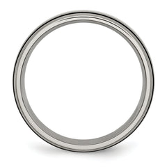 Titanium Two-Tone Grooved Wedding Band with Sterling Inlay