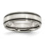 Titanium Antiqued with Brushed Center Sterling Silver Inlay 6mm Grooved Band