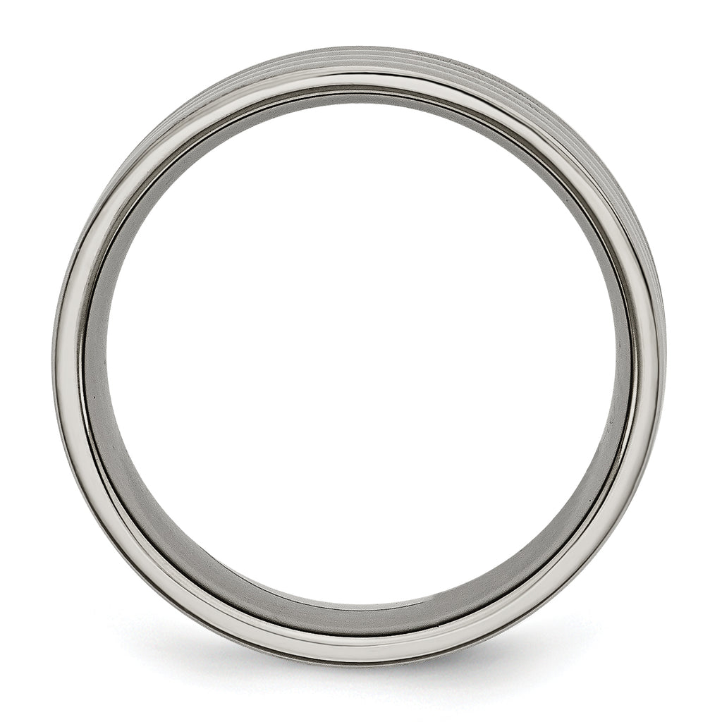 Grooved Wedding Band in Titanium, 8mm