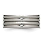 Grooved Wedding Band in Titanium, 8mm