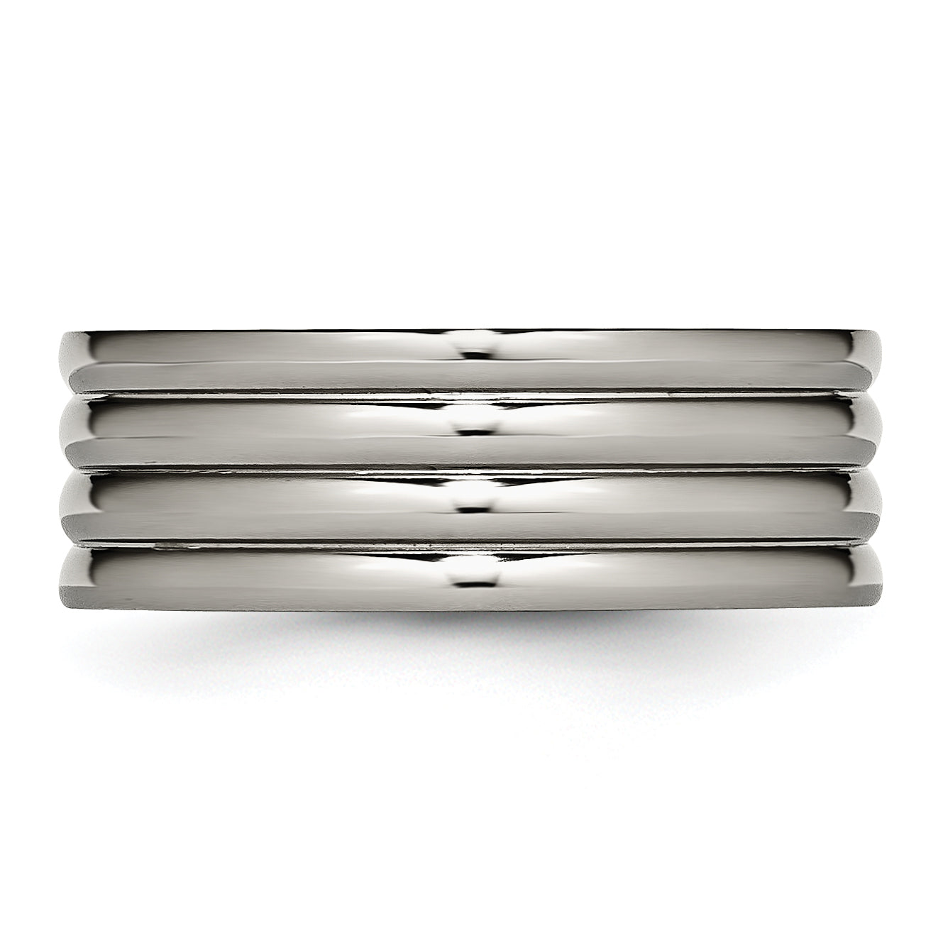 Grooved Wedding Band in Titanium, 8mm