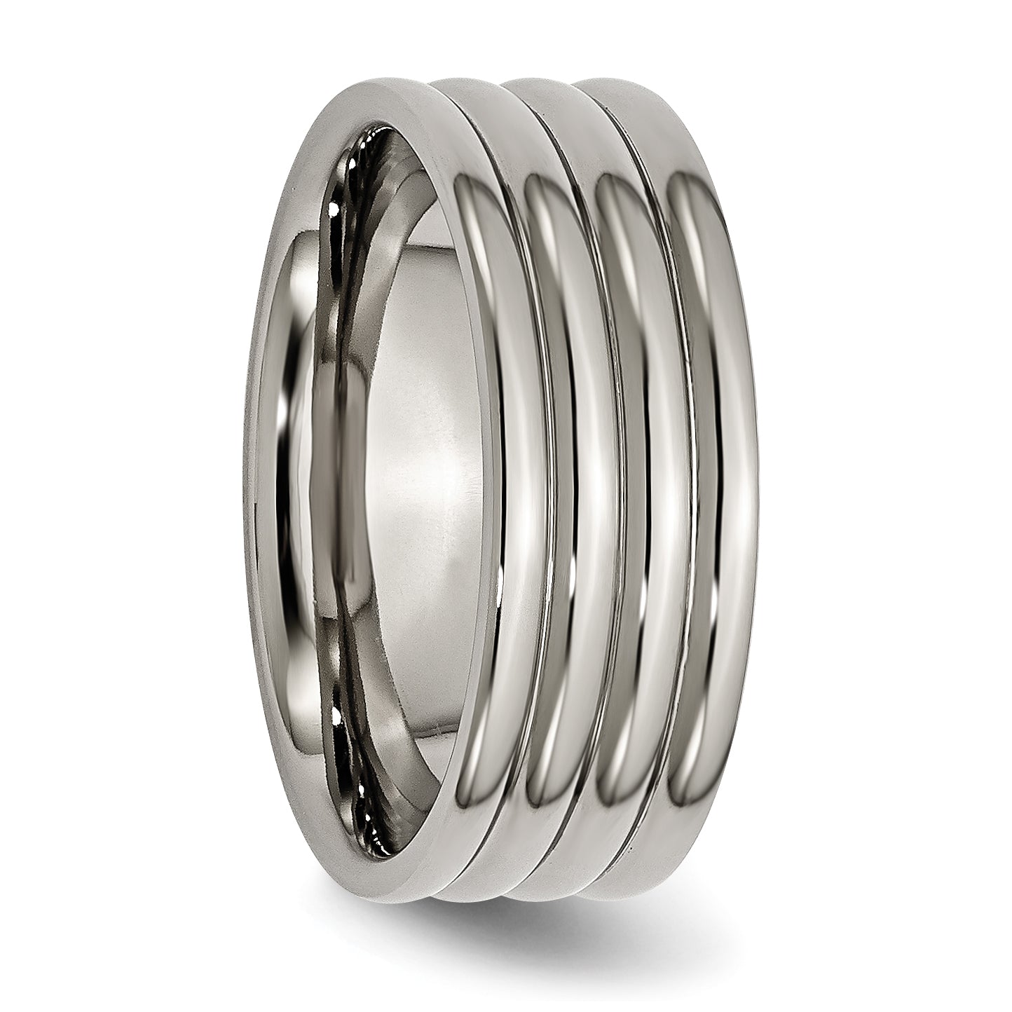Grooved Wedding Band in Titanium, 8mm