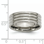 Grooved Wedding Band in Titanium, 8mm