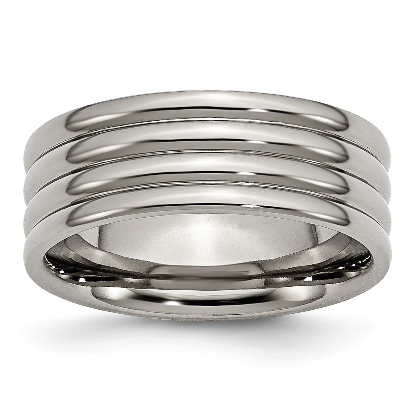 Titanium Grooved 8mm Polished Band Main image