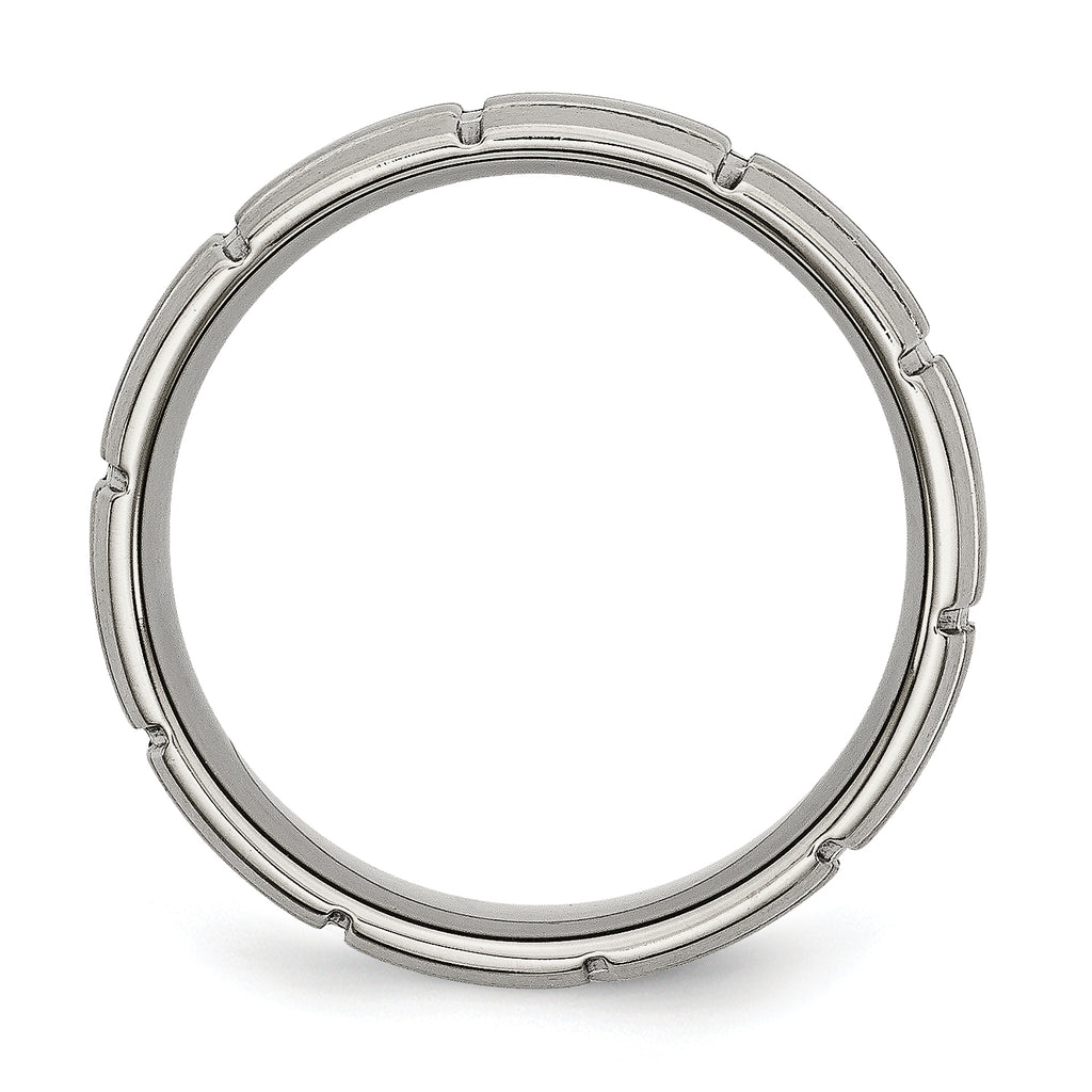 Brushed Center Grooved Wedding Band in Titanium, 8mm