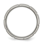 Brushed Center Grooved Wedding Band in Titanium, 8mm