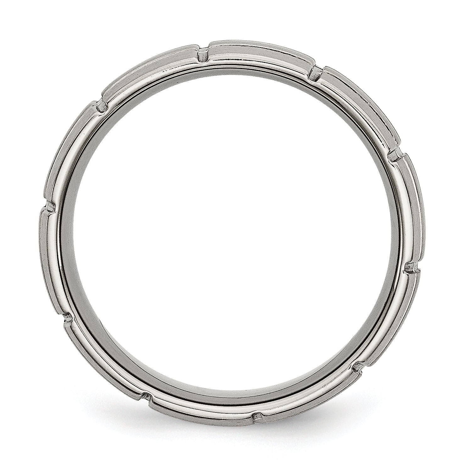 Brushed Center Grooved Wedding Band in Titanium, 8mm