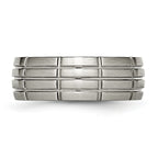 Brushed Center Grooved Wedding Band in Titanium, 8mm