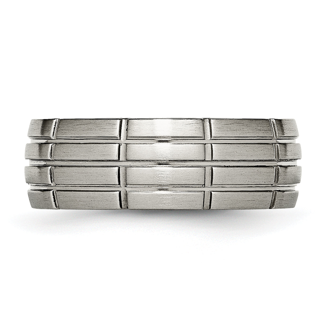 Brushed Center Grooved Wedding Band in Titanium, 8mm