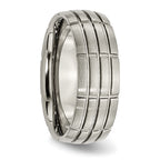 Brushed Center Grooved Wedding Band in Titanium, 8mm