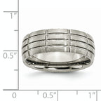 Brushed Center Grooved Wedding Band in Titanium, 8mm
