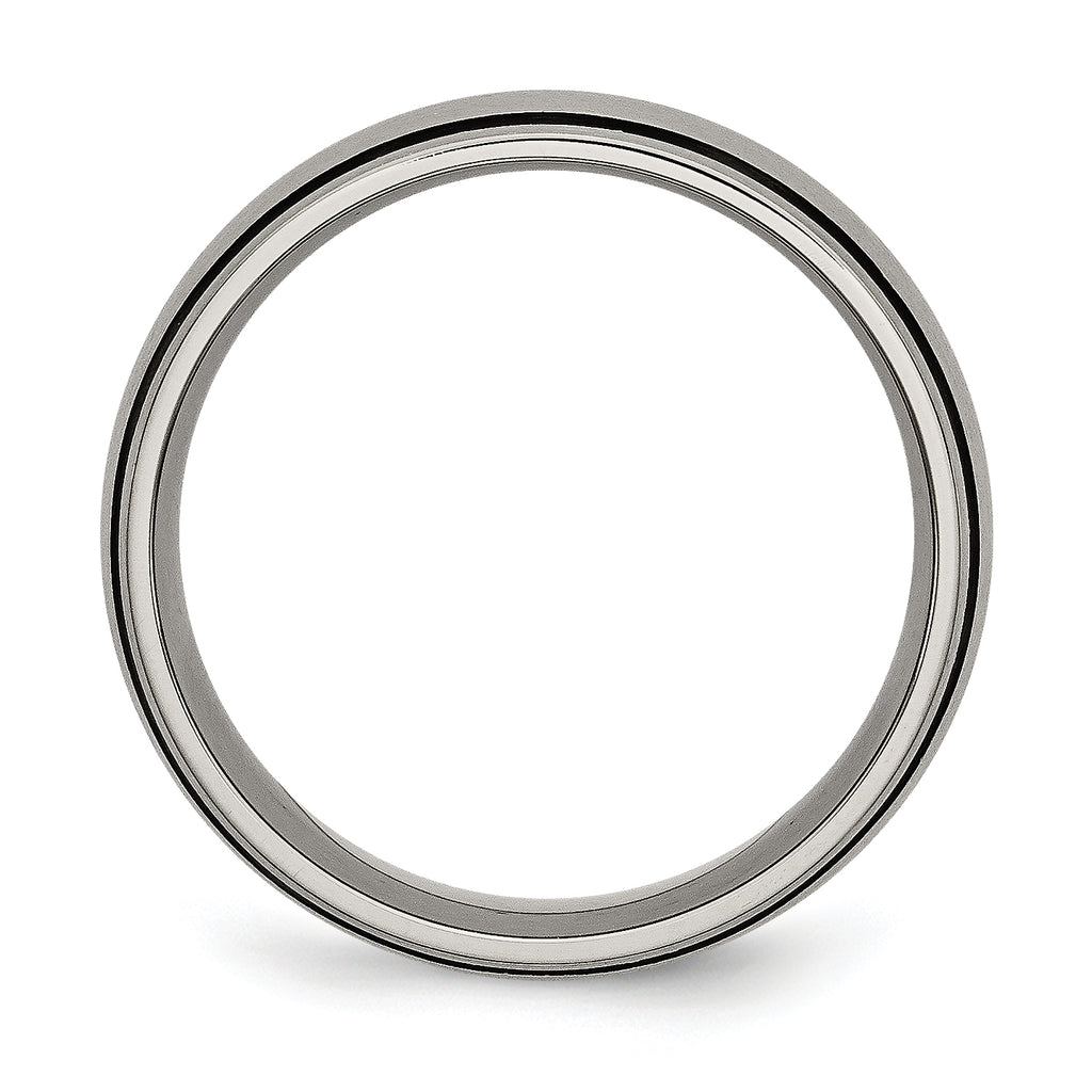 Brushed Wedding Band in Titanium with Black Rubber Inlay, 8mm