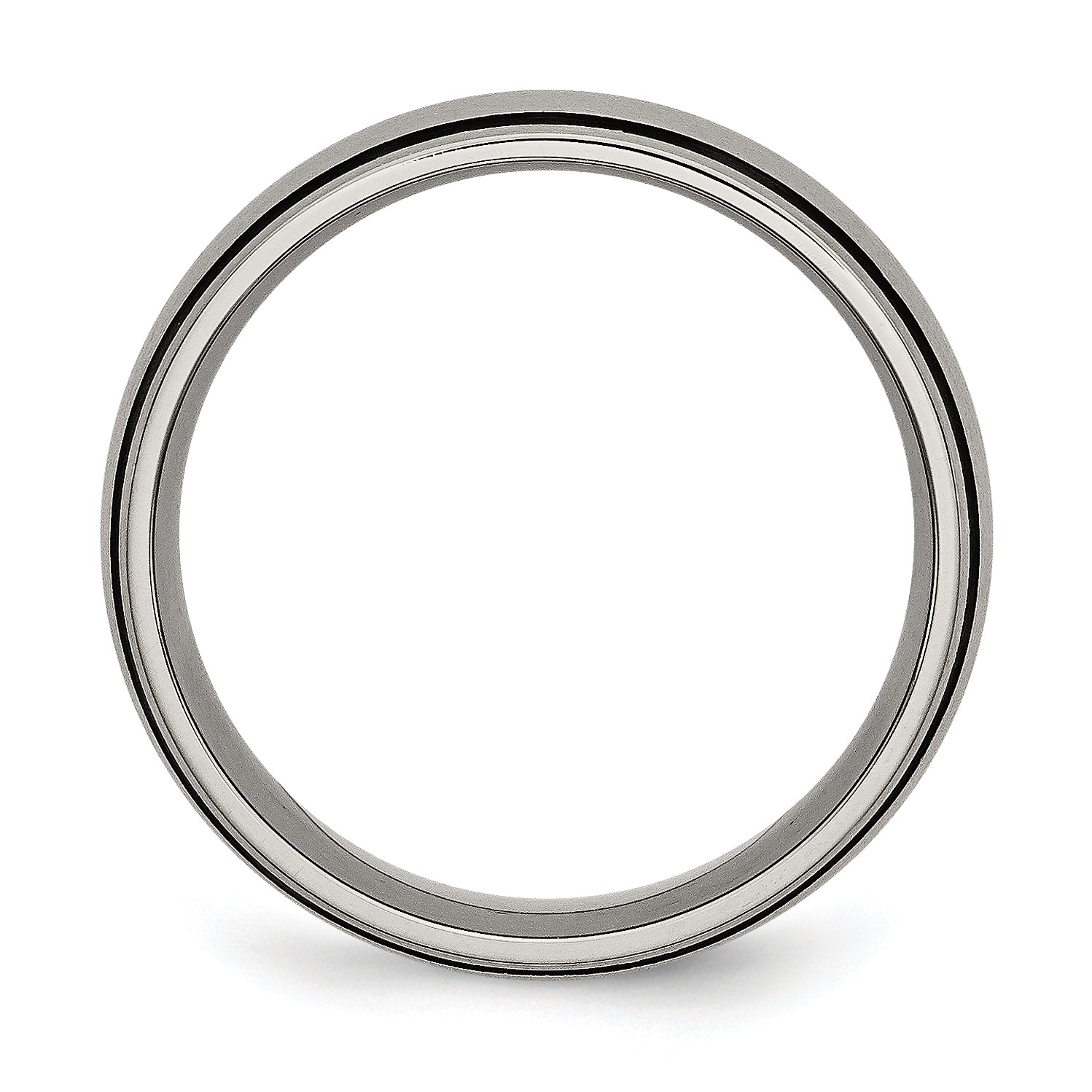 Brushed Wedding Band in Titanium with Black Rubber Inlay, 8mm