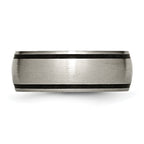 Brushed Wedding Band in Titanium with Black Rubber Inlay, 8mm