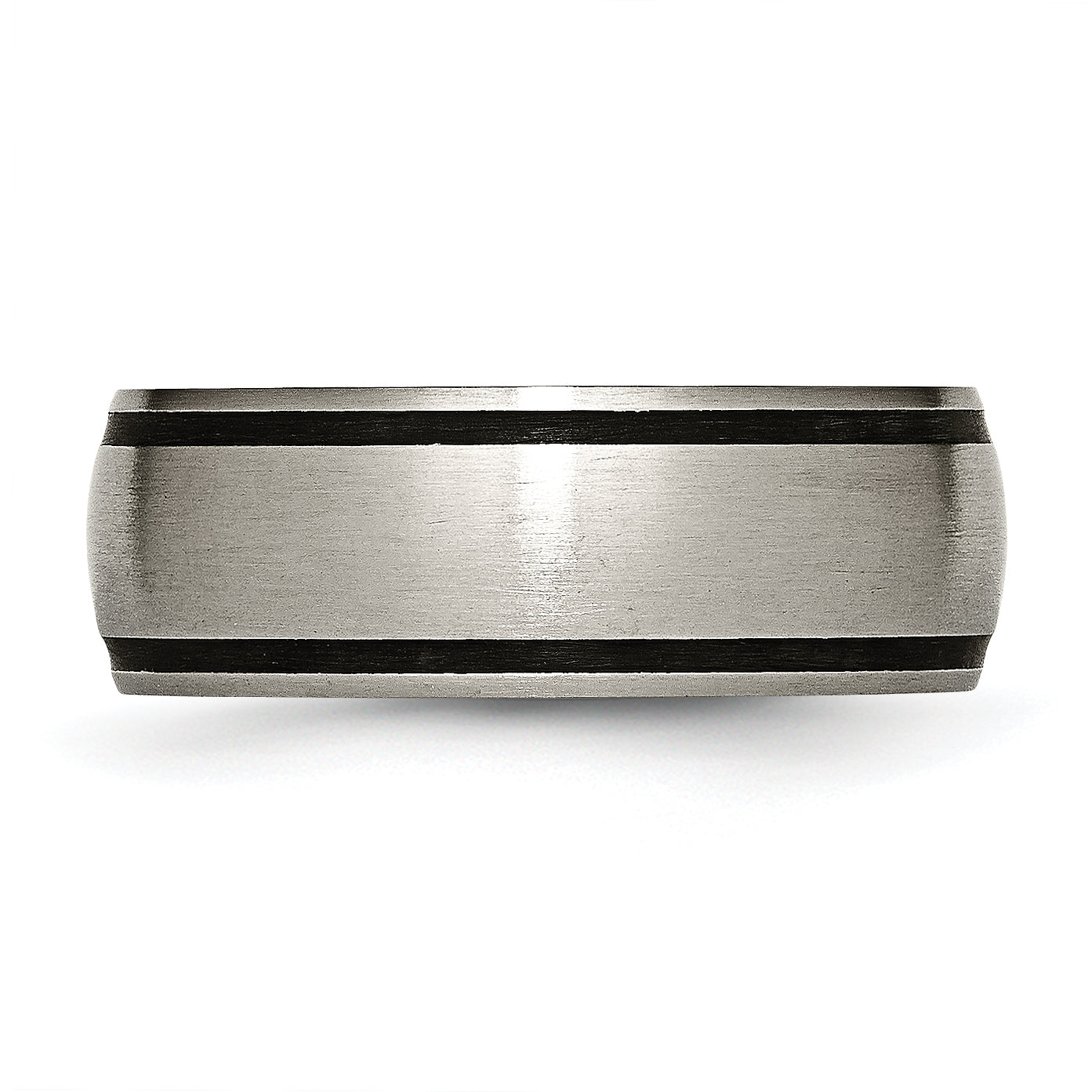 Brushed Wedding Band in Titanium with Black Rubber Inlay, 8mm