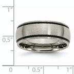 Brushed Wedding Band in Titanium with Black Rubber Inlay, 8mm