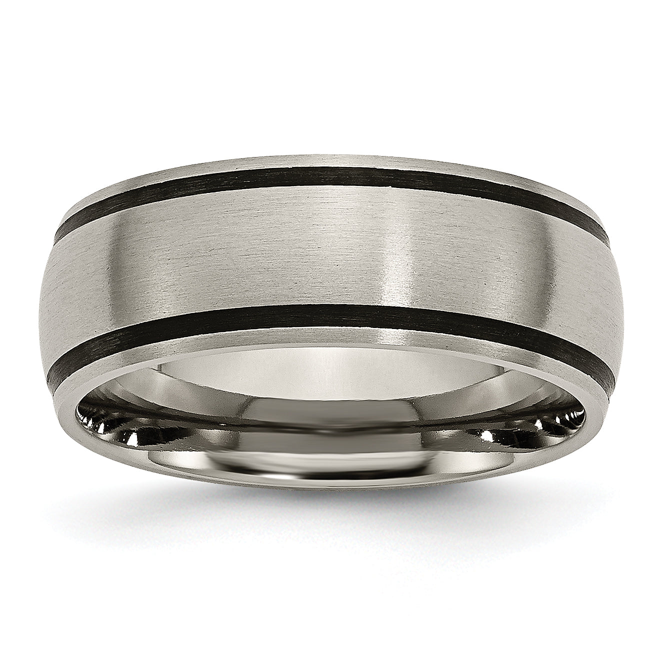 Titanium Brushed with Black Rubber 8mm Band Main image