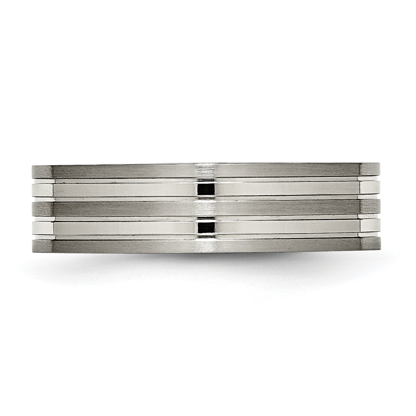 Grooved Wedding Band in Titanium, 6mm