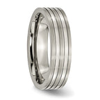 Grooved Wedding Band in Titanium, 6mm