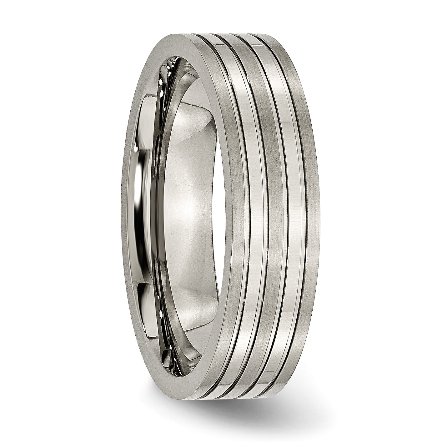 Grooved Wedding Band in Titanium, 6mm