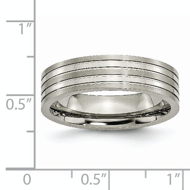 Grooved Wedding Band in Titanium, 6mm
