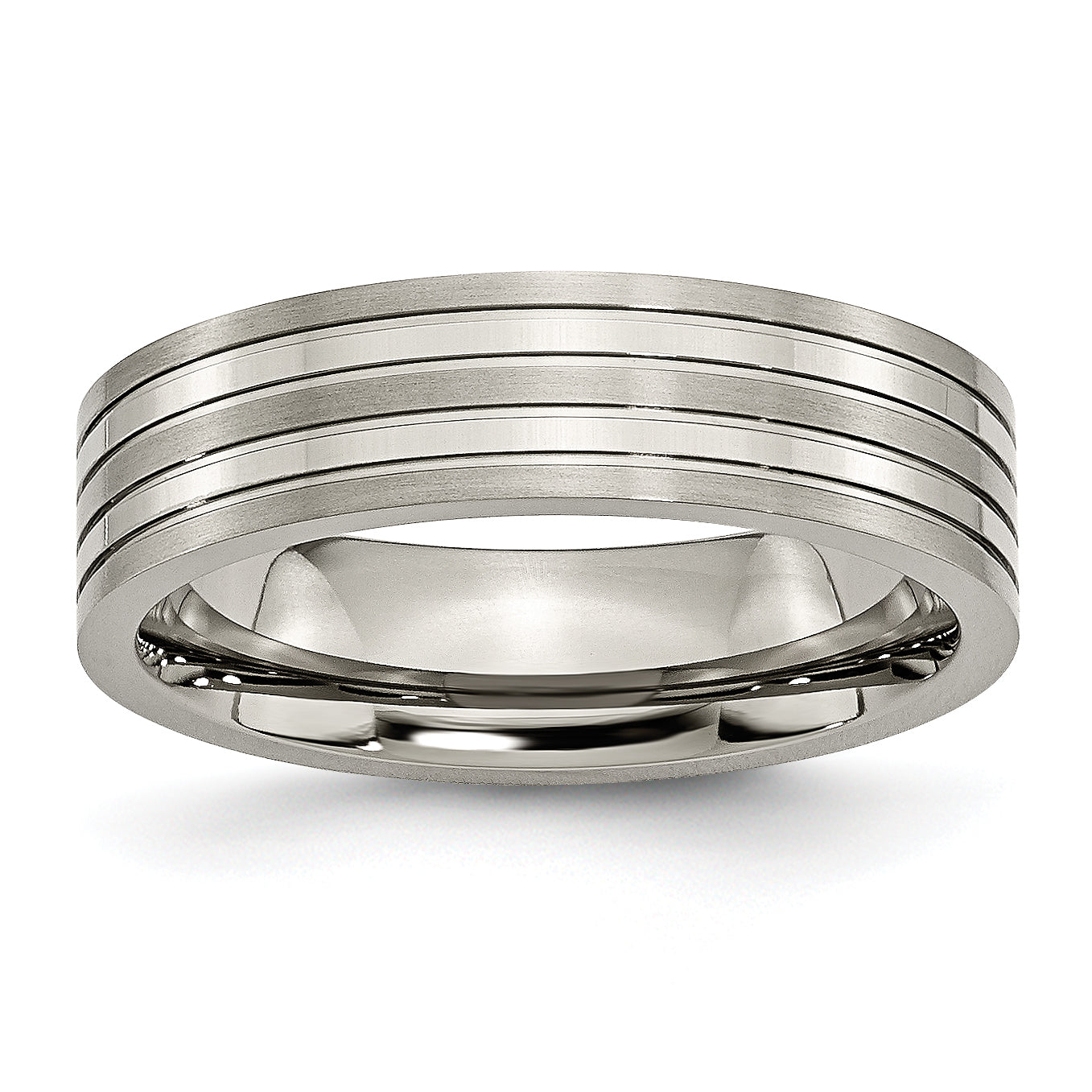 Titanium Brushed and Polished 6mm Grooved Band Main image