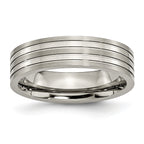 Titanium Brushed and Polished 6mm Grooved Band