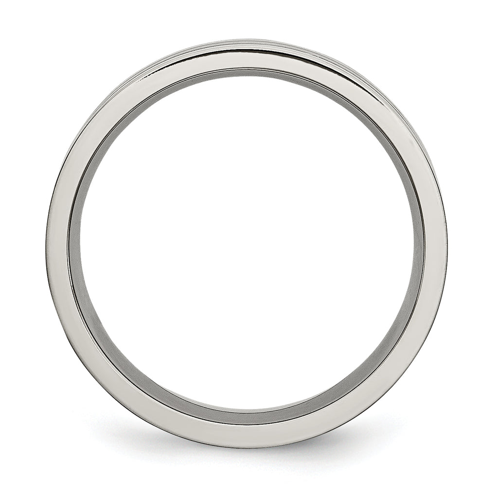 Grooved Comfort-Fit Wedding Band in Titanium, 6mm