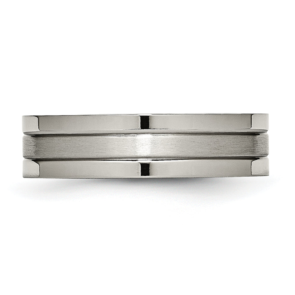 Grooved Comfort-Fit Wedding Band in Titanium, 6mm