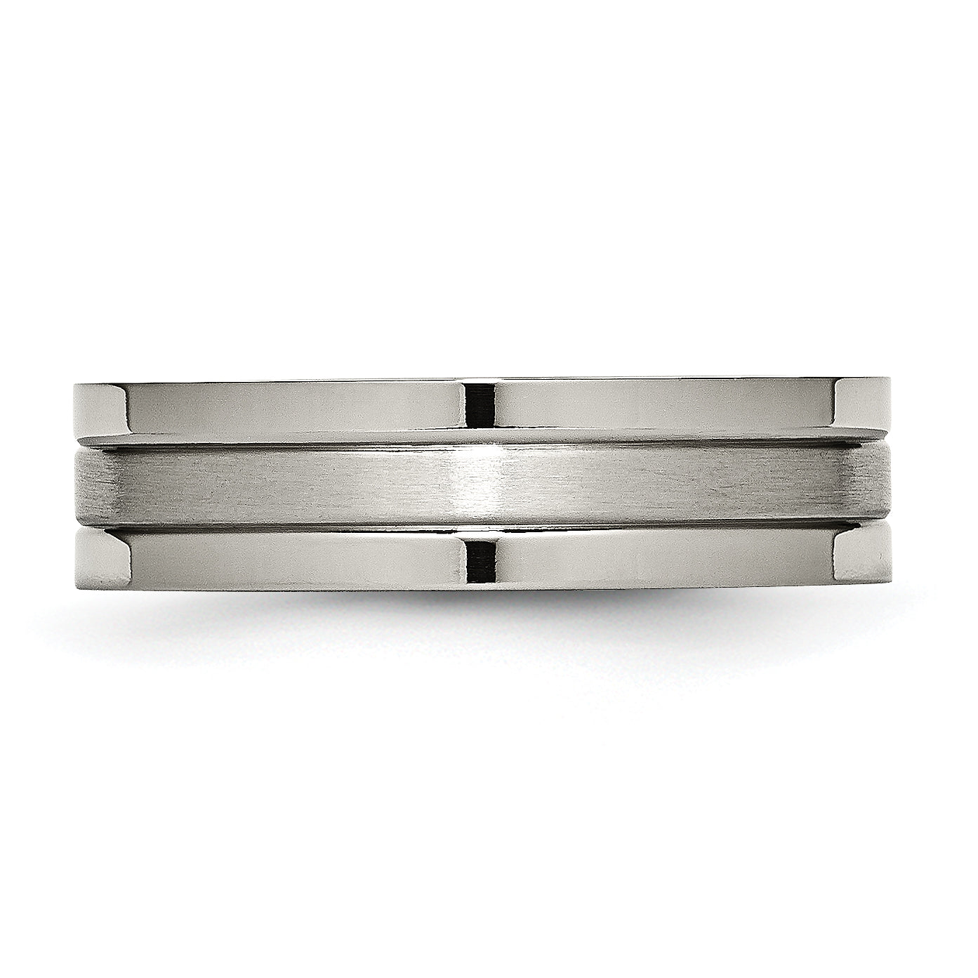 Grooved Comfort-Fit Wedding Band in Titanium, 6mm
