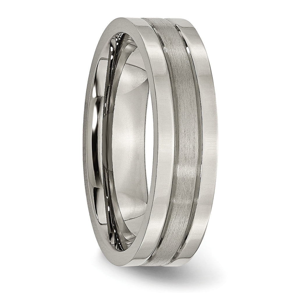 Grooved Comfort-Fit Wedding Band in Titanium, 6mm
