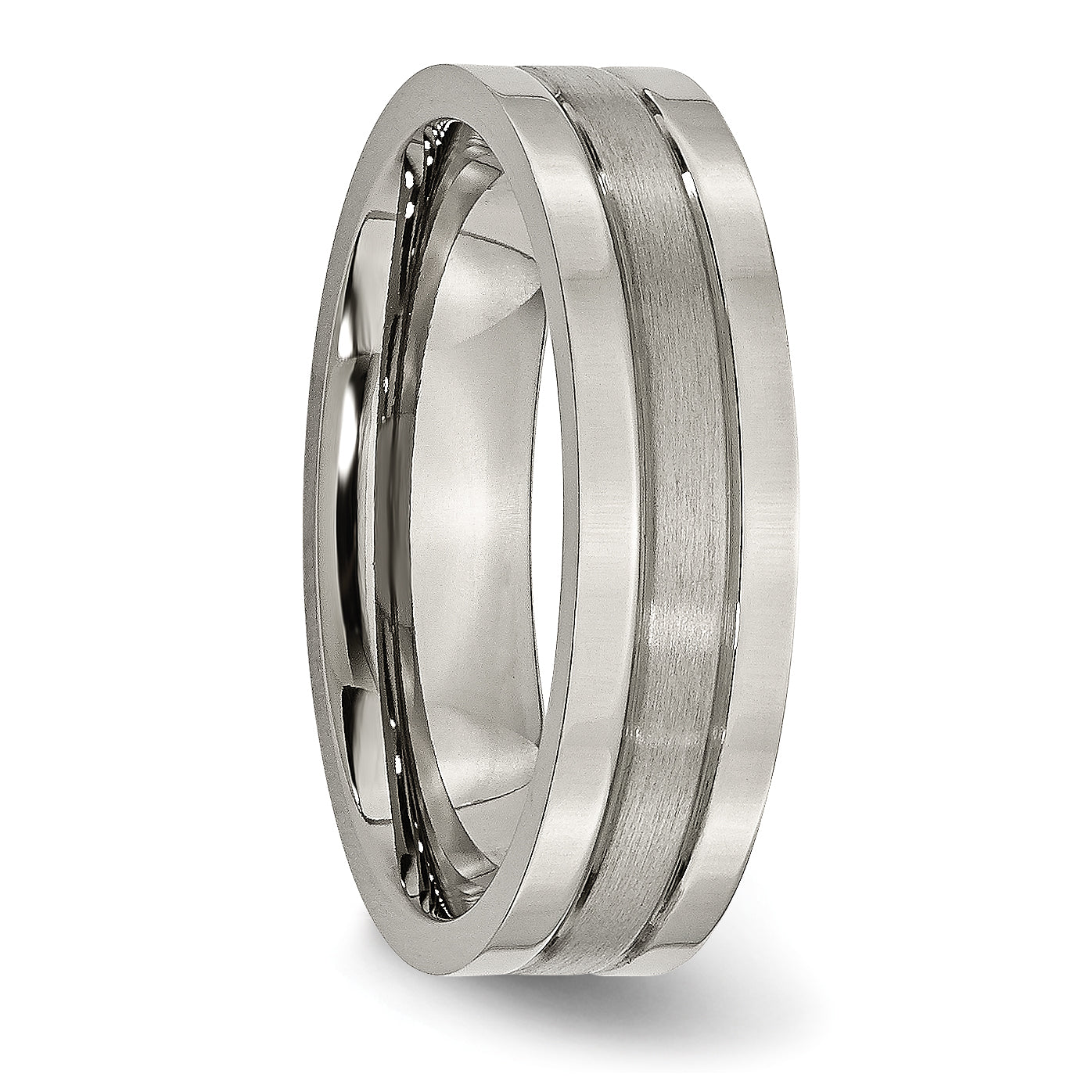 Grooved Comfort-Fit Wedding Band in Titanium, 6mm