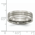 Grooved Comfort-Fit Wedding Band in Titanium, 6mm
