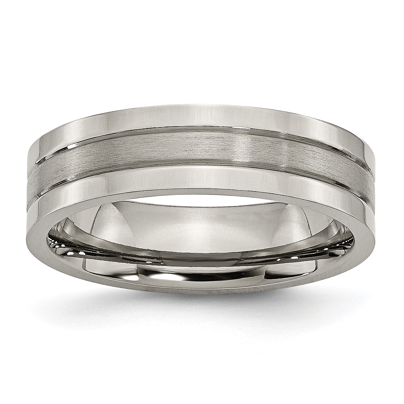 Titanium Brushed and Polished 6mm Grooved Band Main image