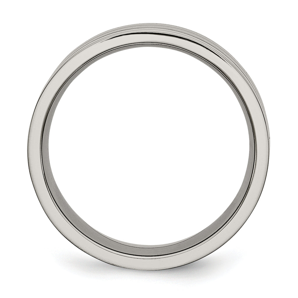 Grooved Wedding Band in Titanium, 8mm