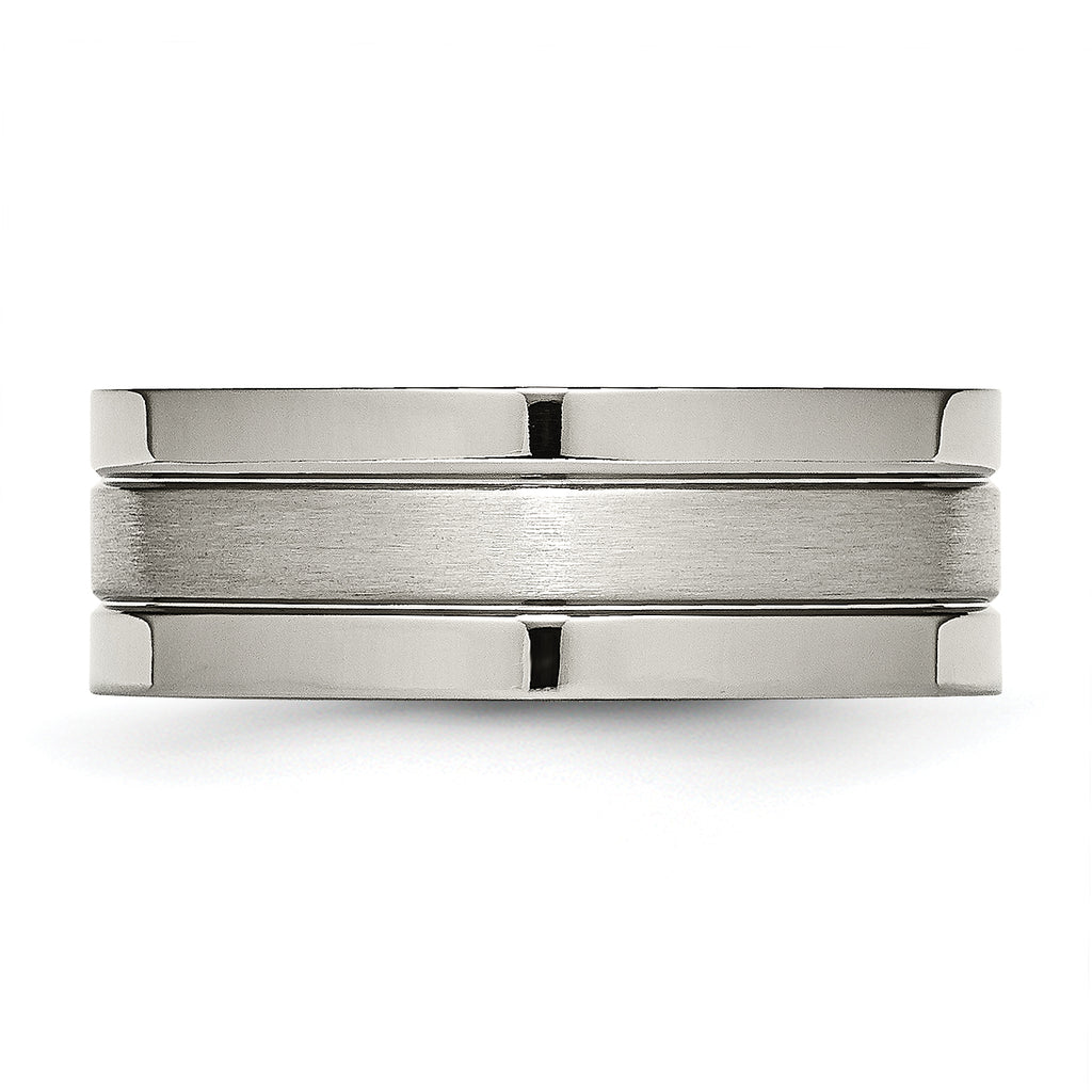 Grooved Wedding Band in Titanium, 8mm
