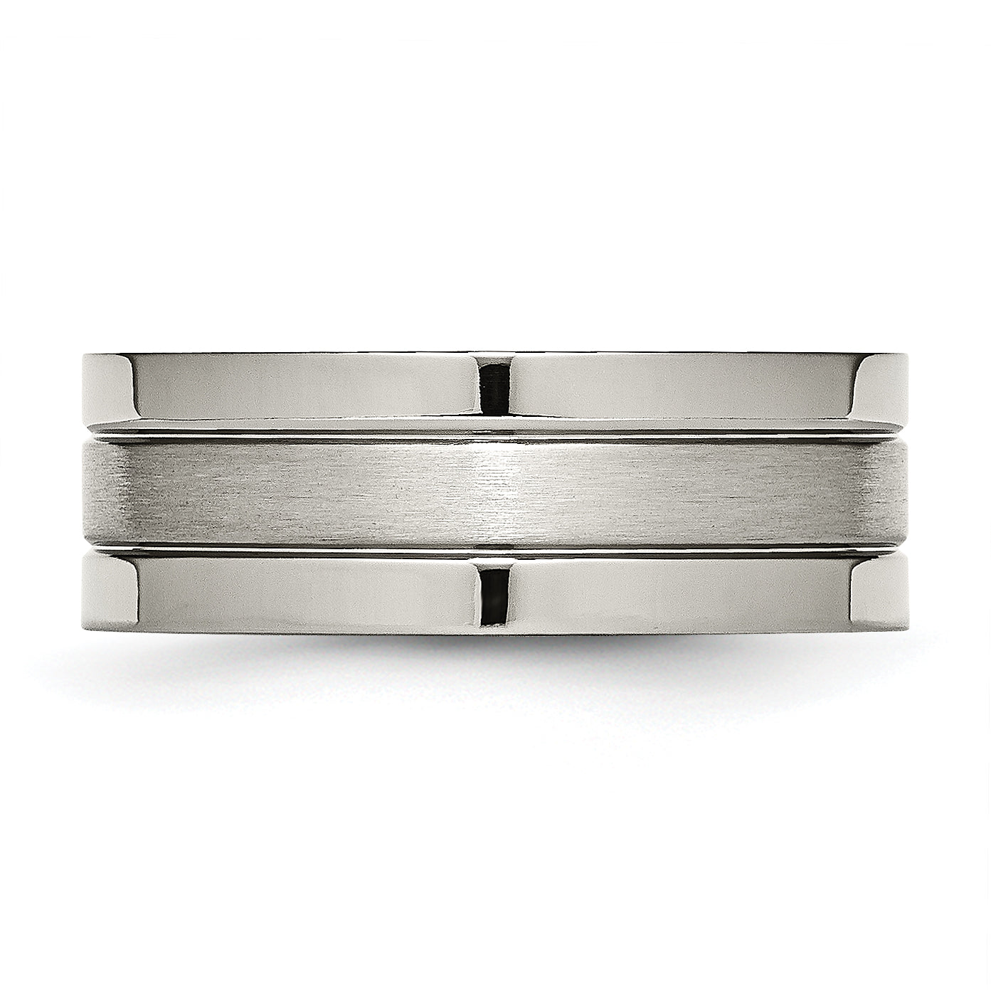 Grooved Wedding Band in Titanium, 8mm