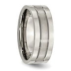 Grooved Wedding Band in Titanium, 8mm