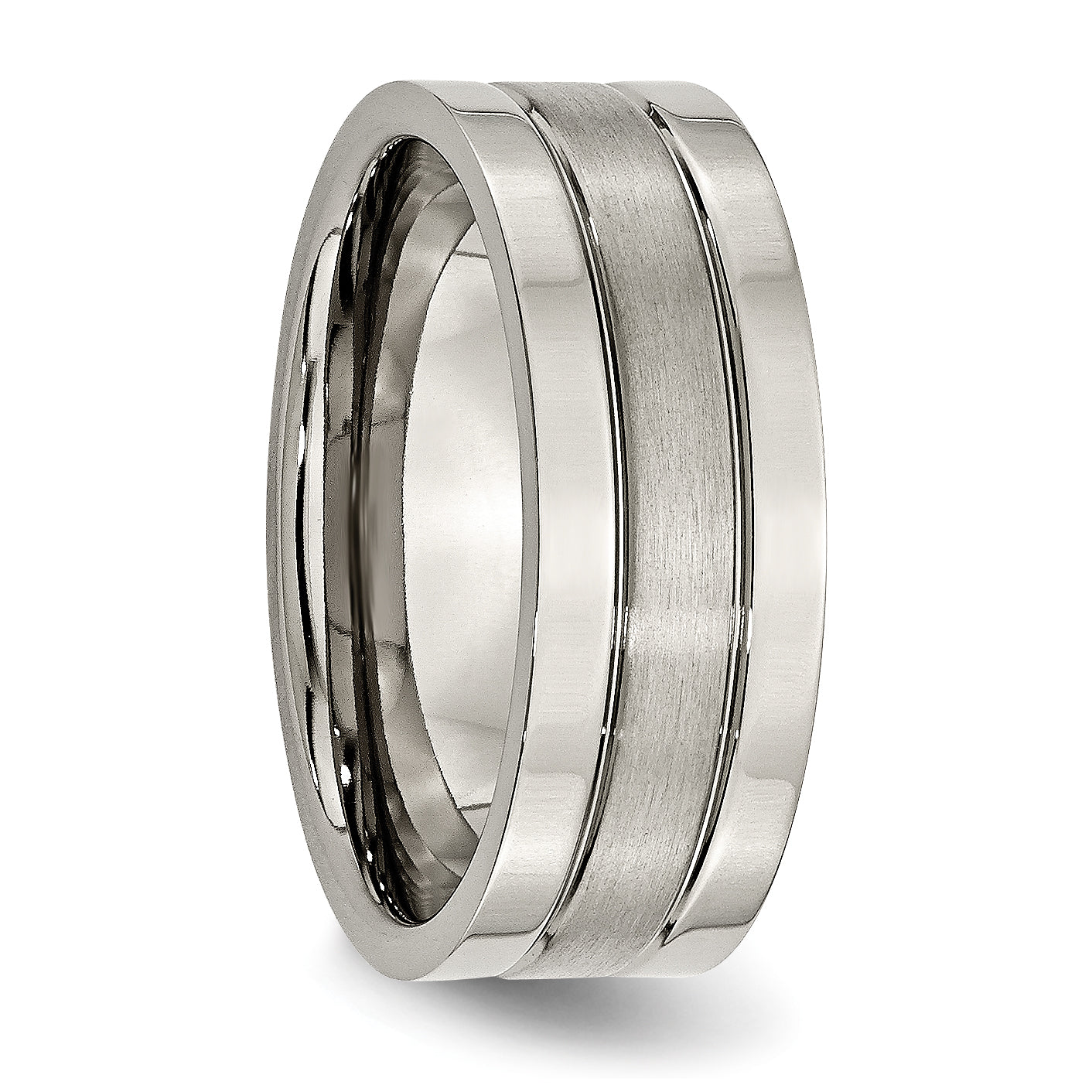 Grooved Wedding Band in Titanium, 8mm