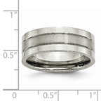 Grooved Wedding Band in Titanium, 8mm