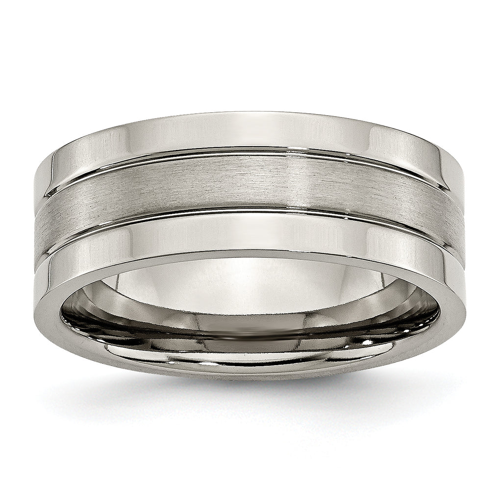 Titanium Brushed Center 8mm Grooved Band