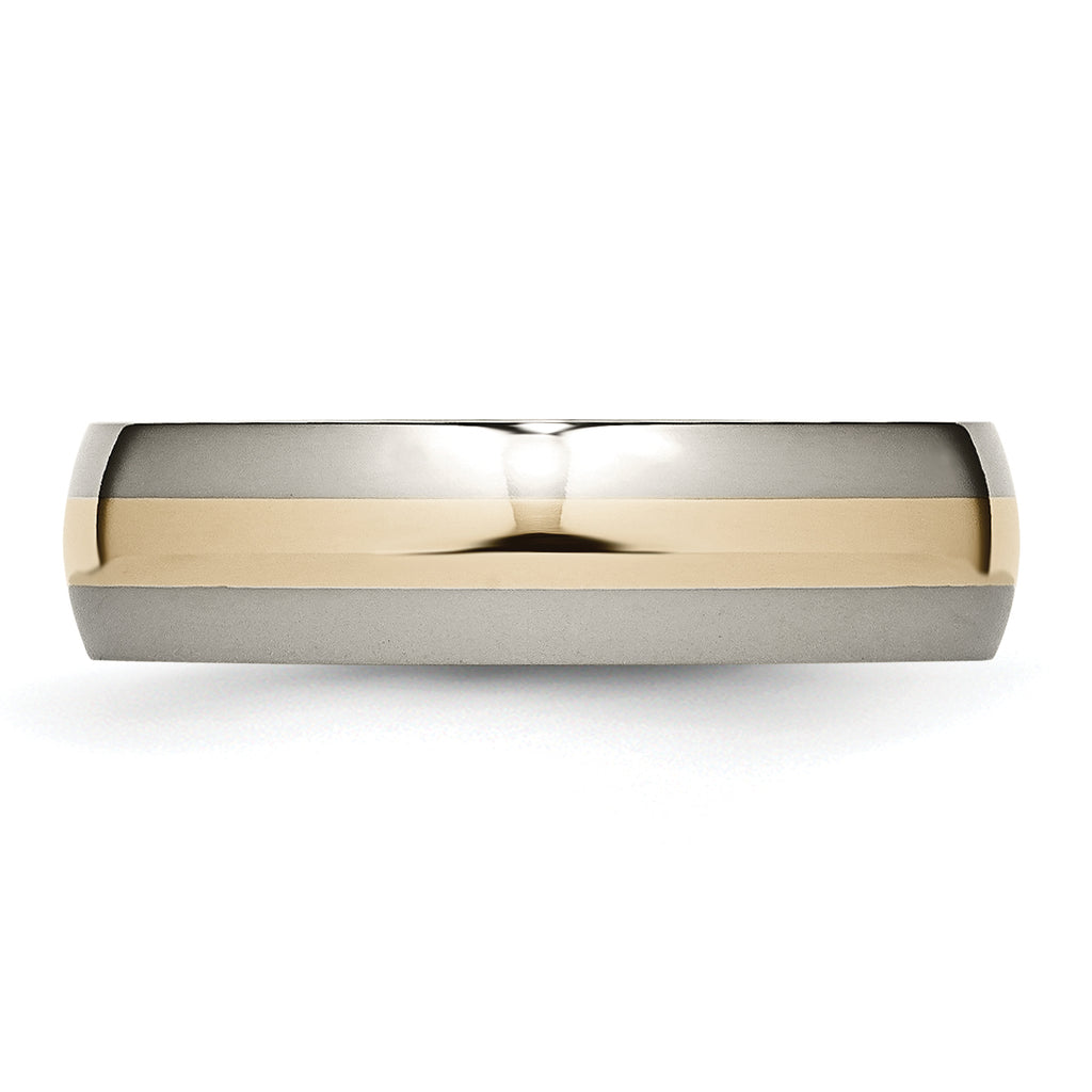 Inlay Wedding Band in Titanium & 14K Gold, 6mm
