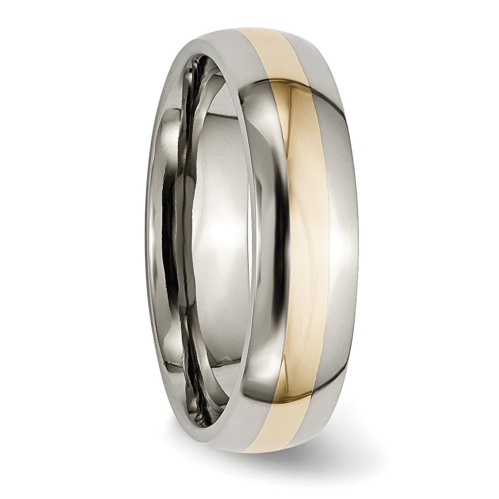 Inlay Wedding Band in Titanium & 14K Gold, 6mm