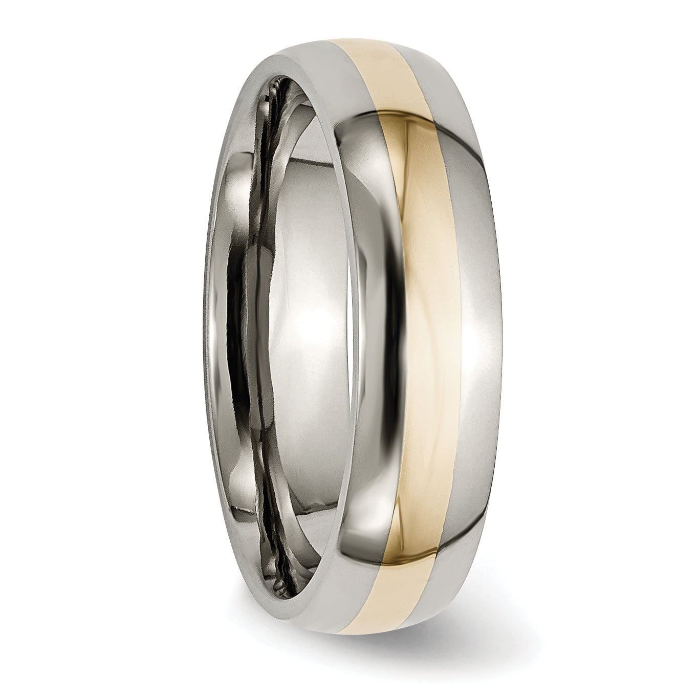 Inlay Wedding Band in Titanium & 14K Gold, 6mm
