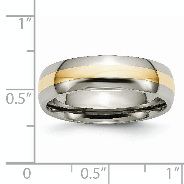 Inlay Wedding Band in Titanium & 14K Gold, 6mm